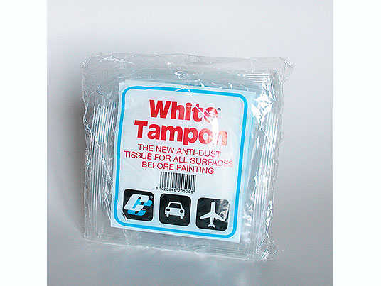 White tampon busta per pulizia, prima di verniciare  