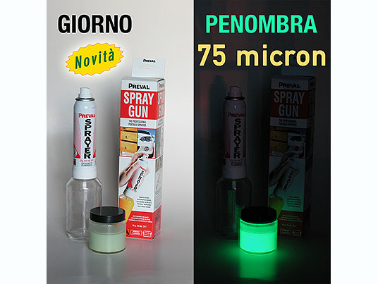 Kit Spray di Vernice Fosforescente con Spray Gun - 75 Micron, 100 ml  