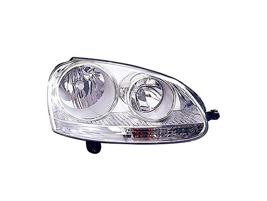 Faro Anteriore Sinistro - Mod. H7+H7, Elettrico con Motore - Cromato volkswagen golf v 2003 - 2008